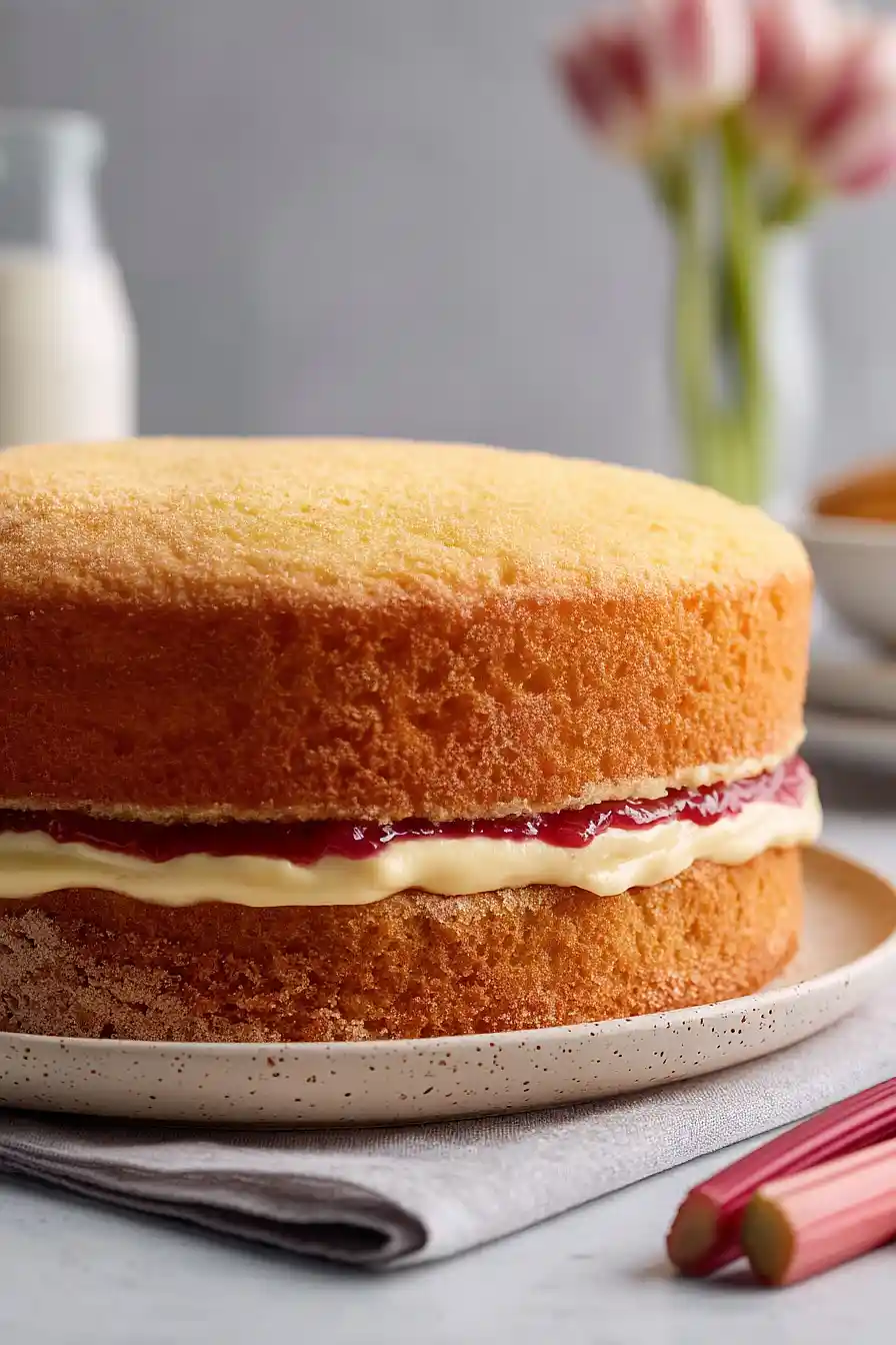 rhubarb and custard layer cake