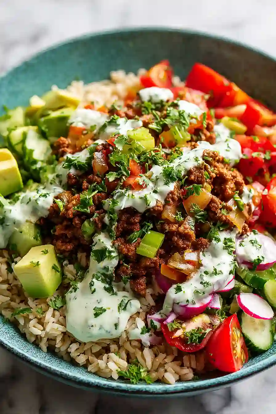 Mediterranean Ground Beef Bowls
