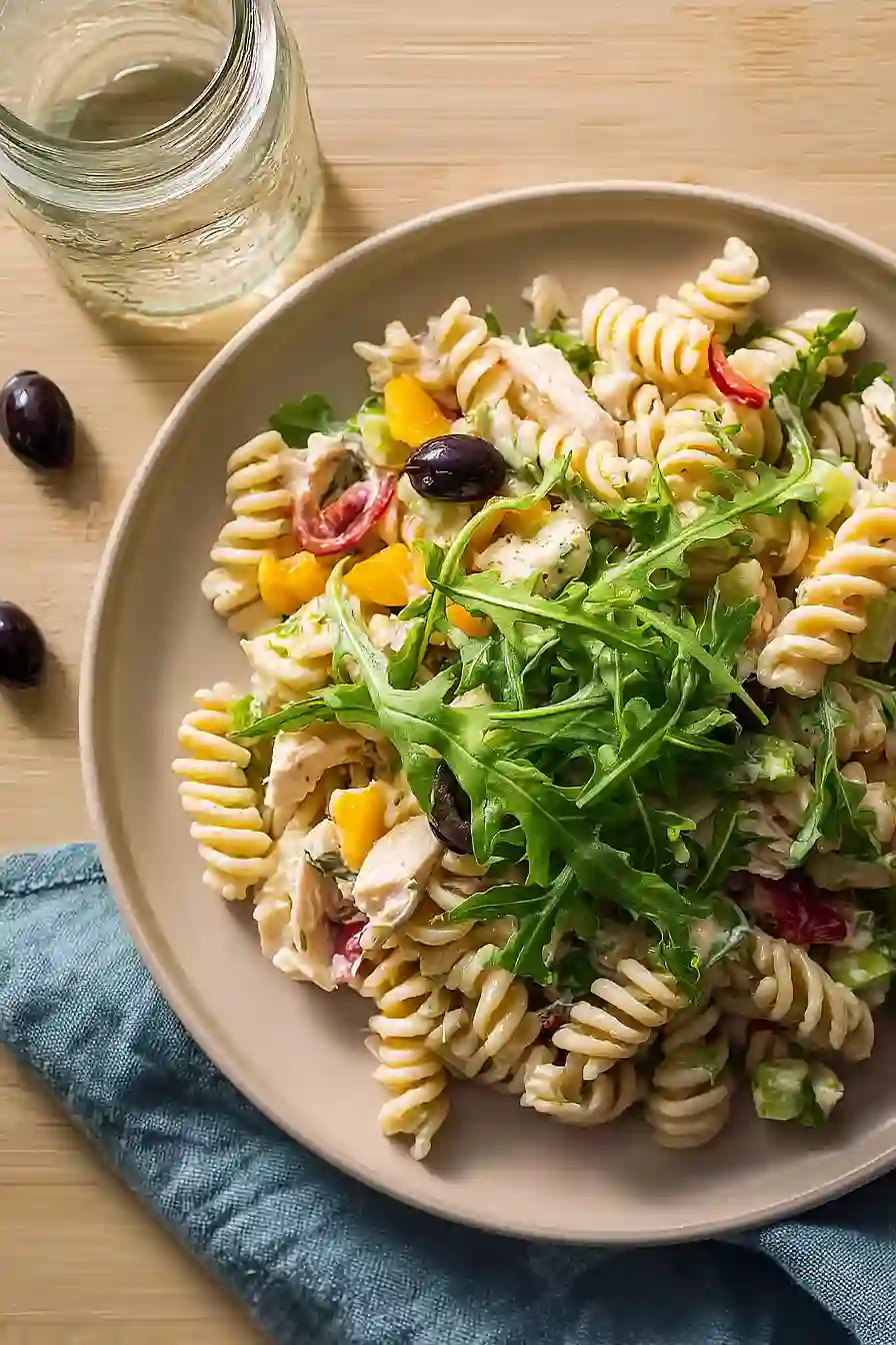 chicken pasta salad in a jar