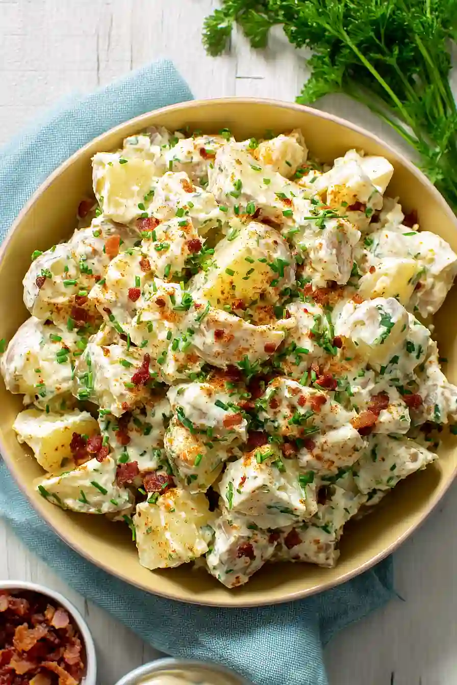 deviled egg potato salad with bacon