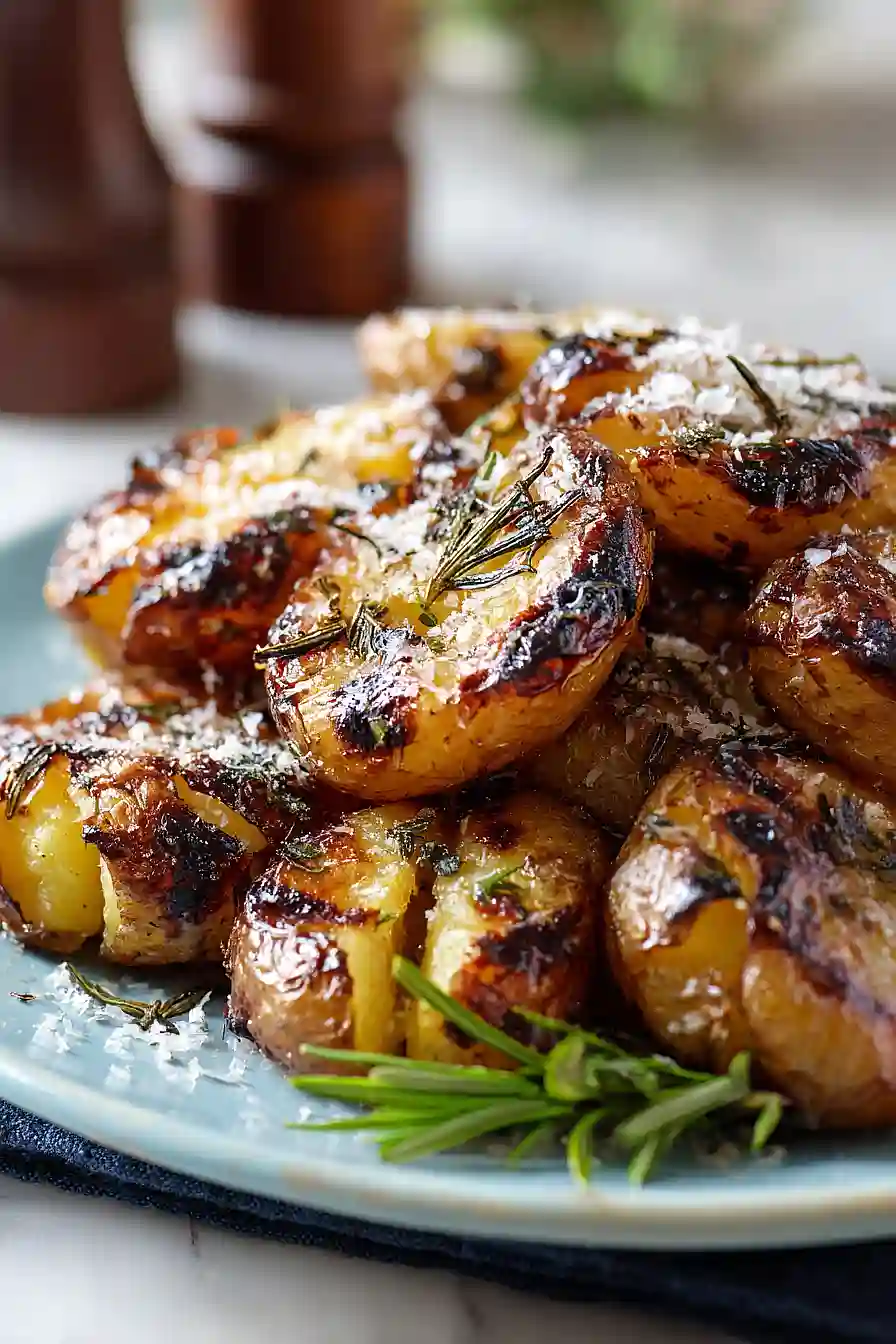 grilled garlic rosemary smashed potatoes