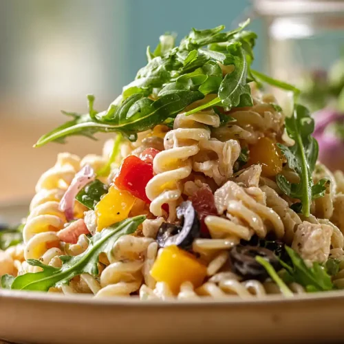 chicken pasta salad in a jar