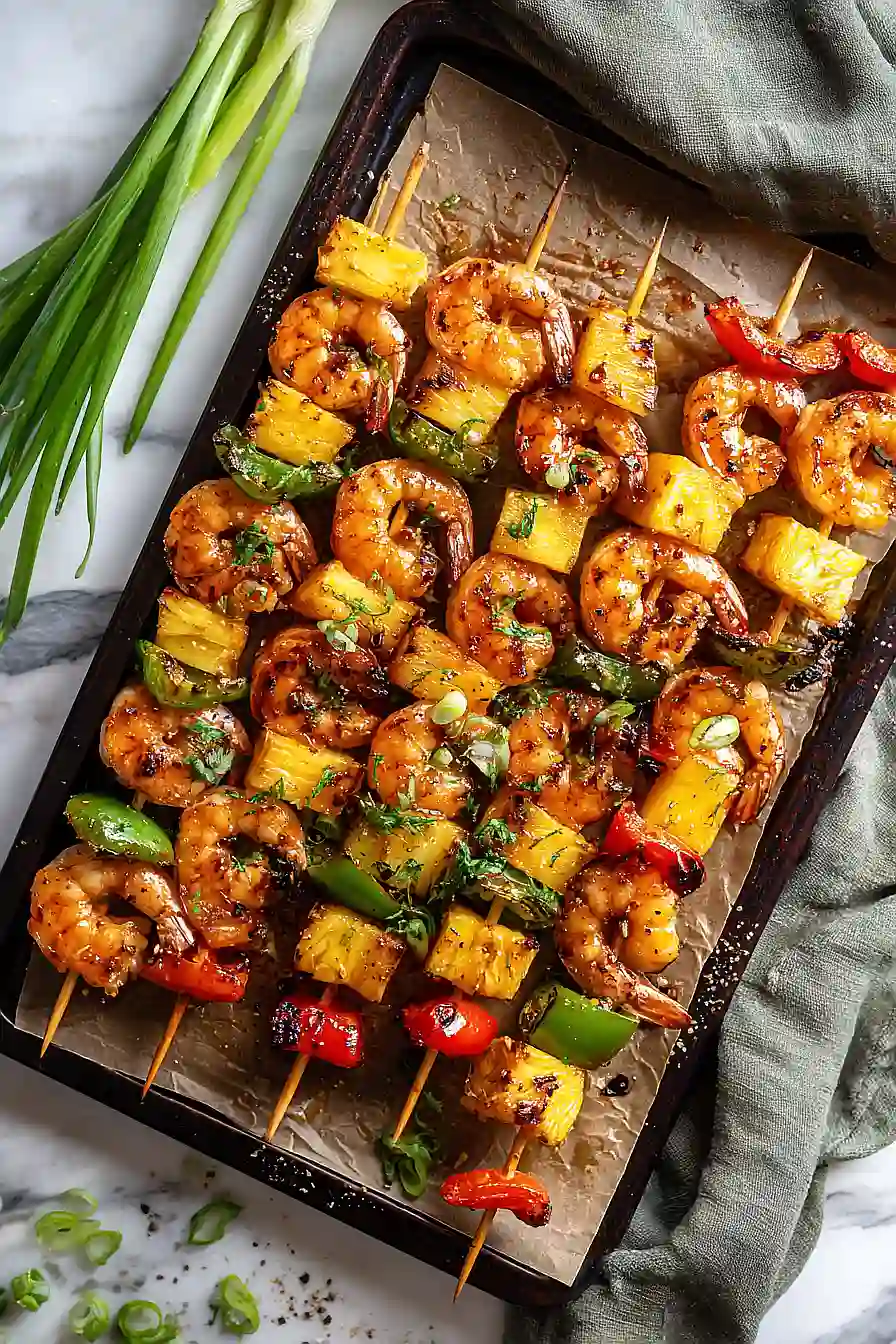 grilled pineapple shrimp skewers