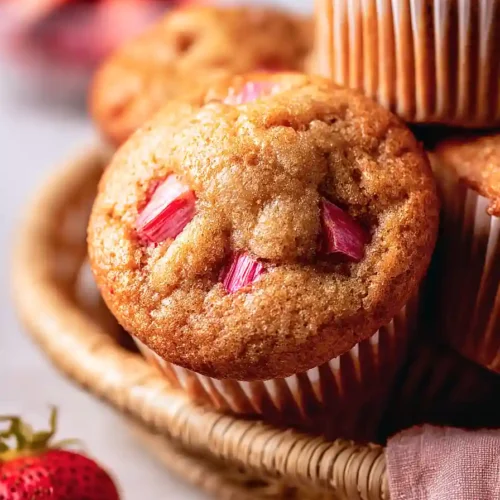 strawberry rhubarb protein muffins