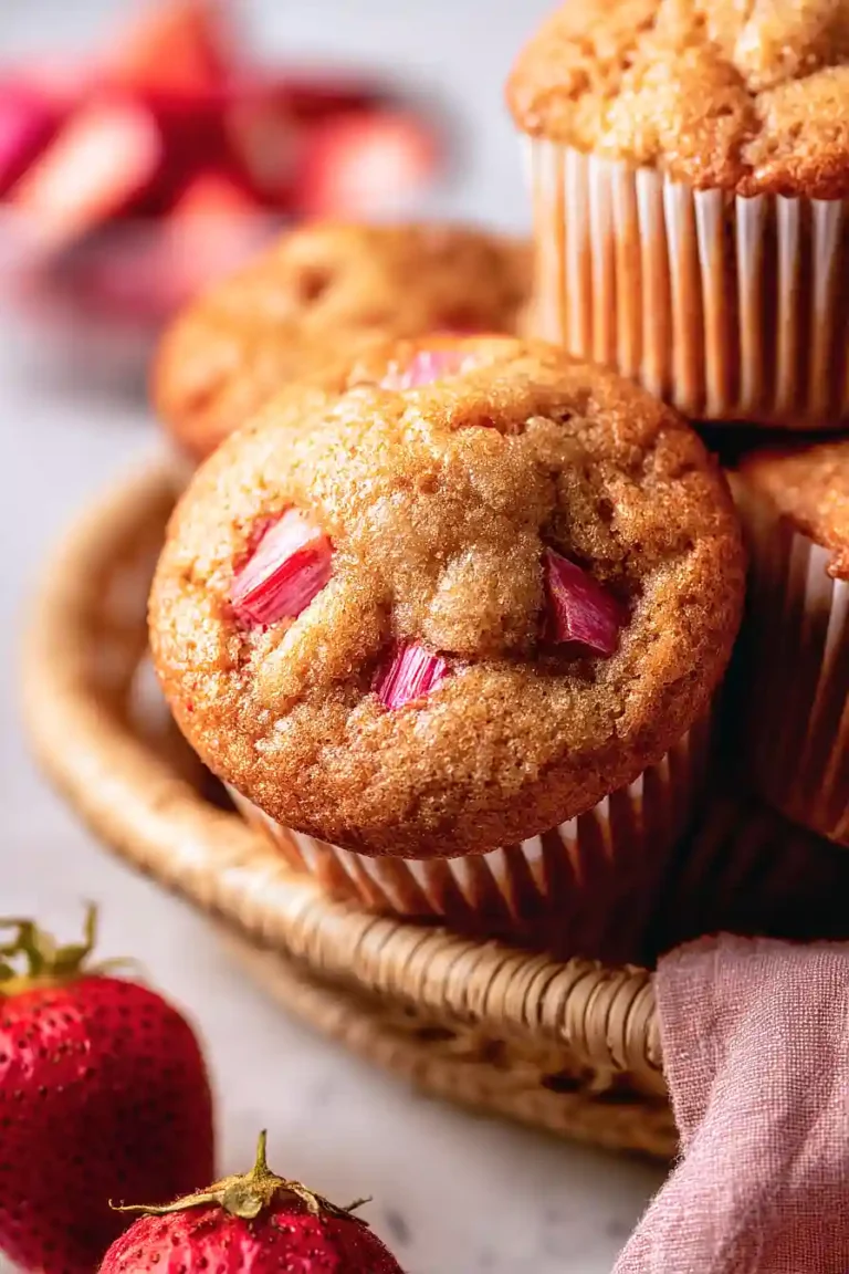 strawberry rhubarb protein muffins