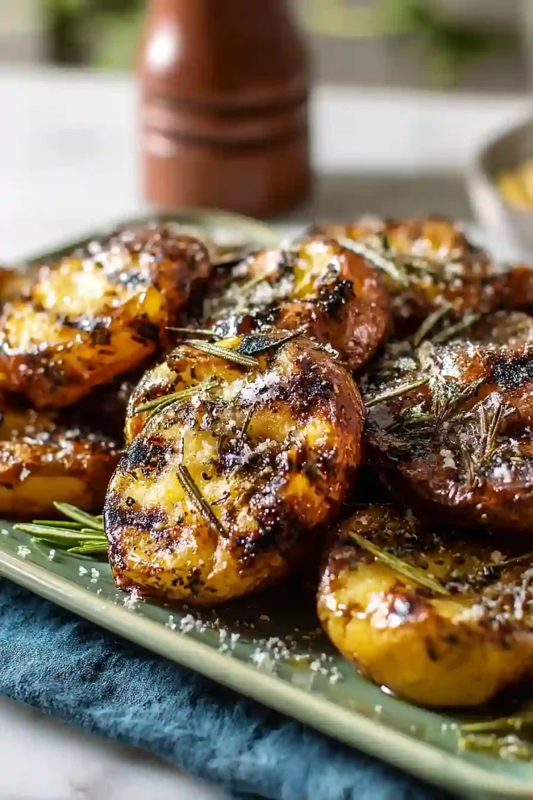grilled garlic rosemary smashed potatoes