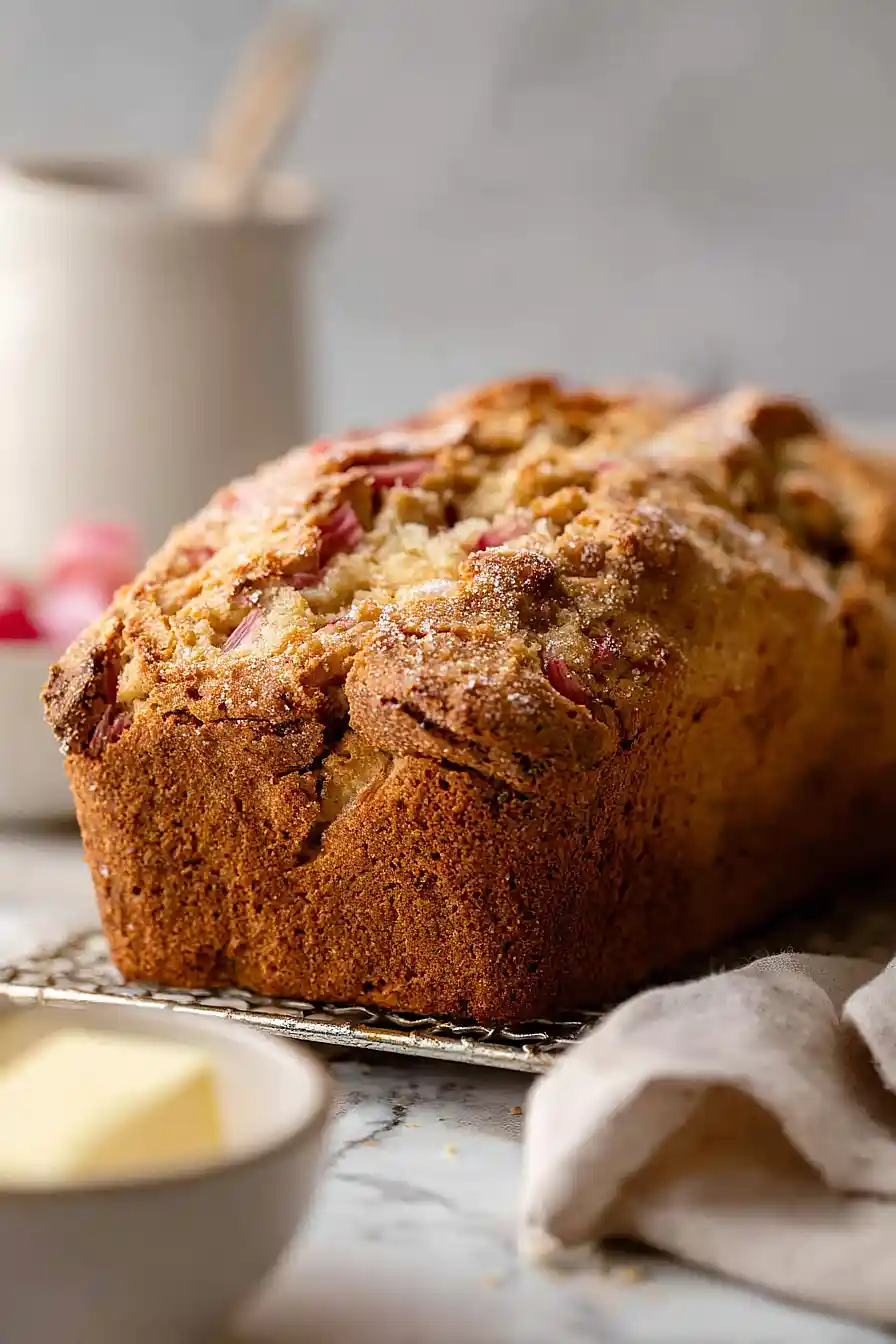 rhubarb bread with greek yogurt