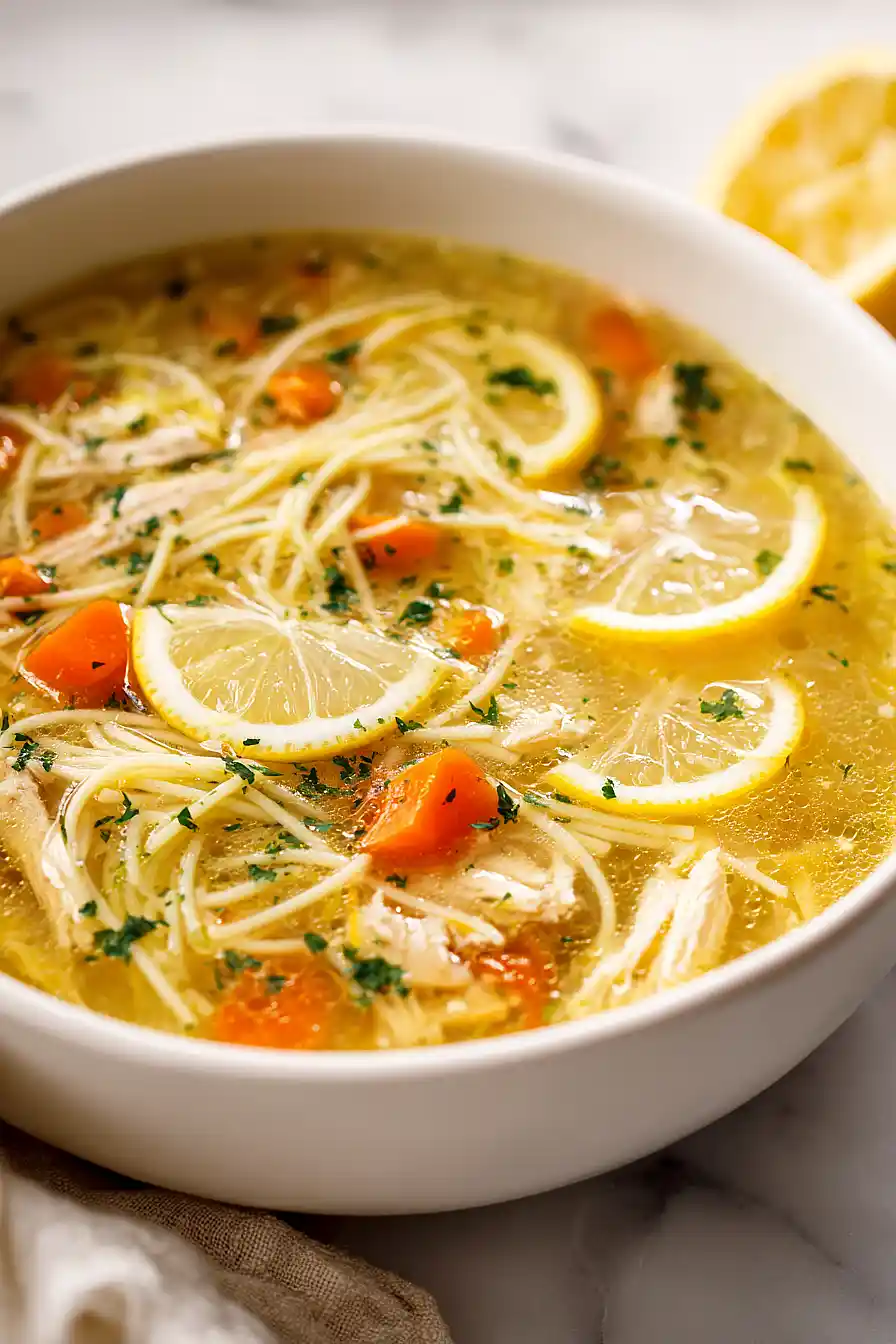 chicken noodle soup with lemon