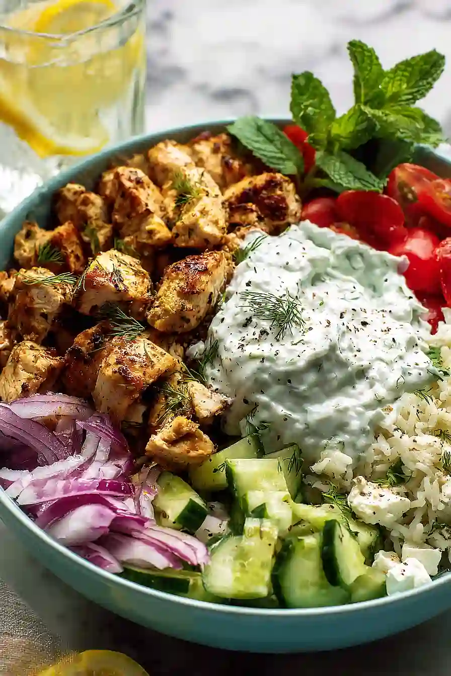 greek chicken gyro bowls