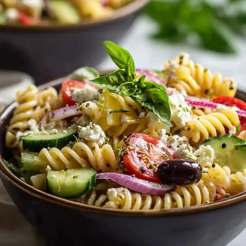 Greek Pasta Salad With Lemon Dressing