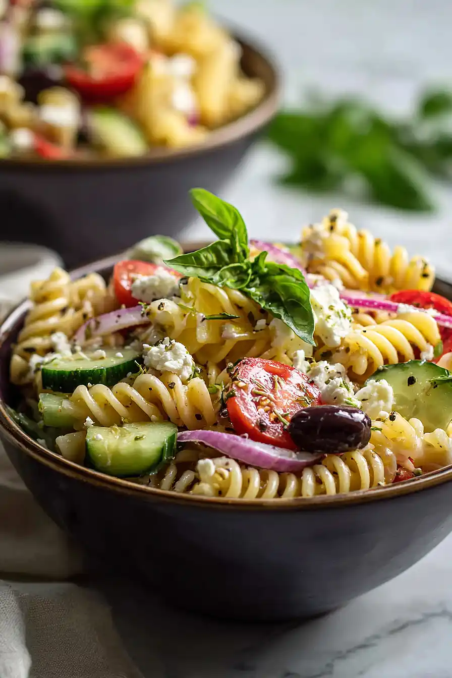 Greek Pasta Salad With Lemon Dressing