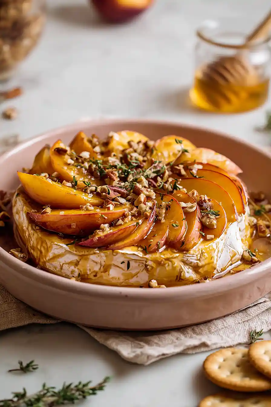 peach baked brie