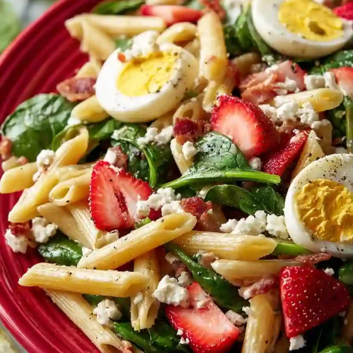 Strawberry Spinach Pasta Salad