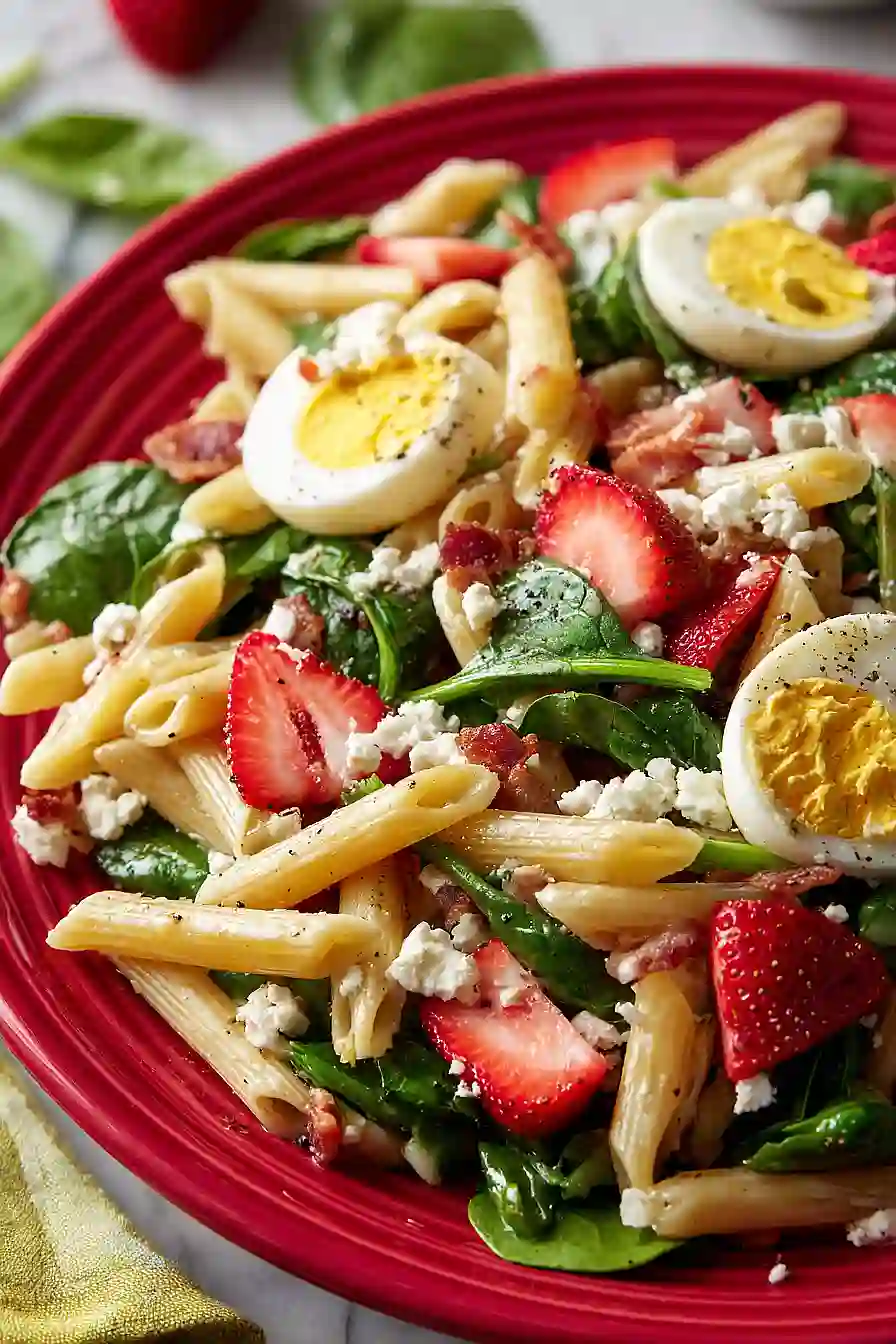 Strawberry Spinach Pasta Salad
