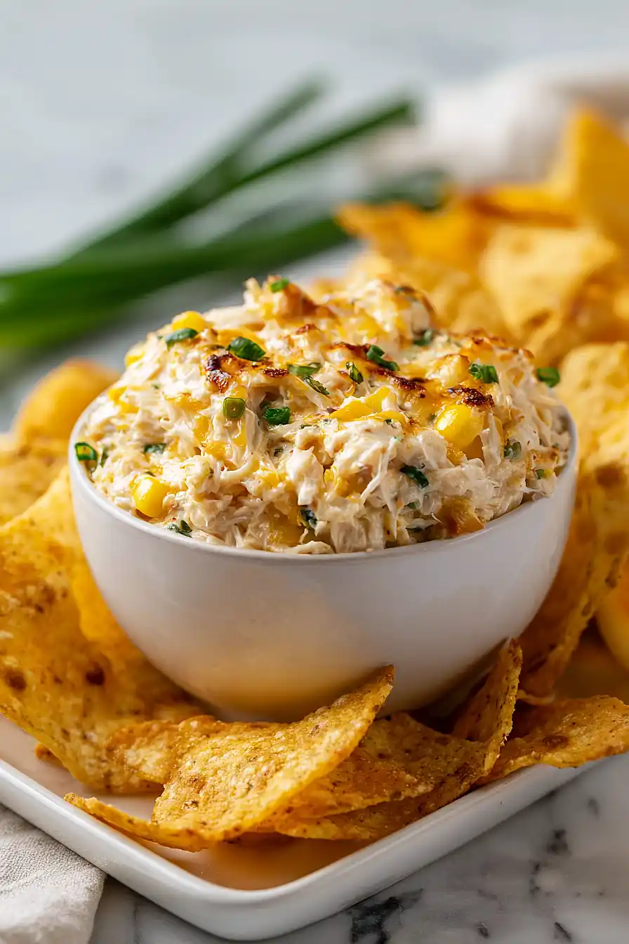 corn and crab dip with chips