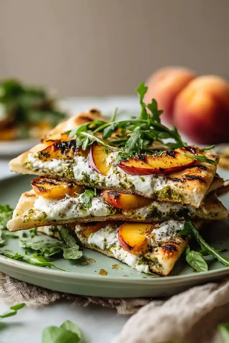 grilled peach and burrata flatbread