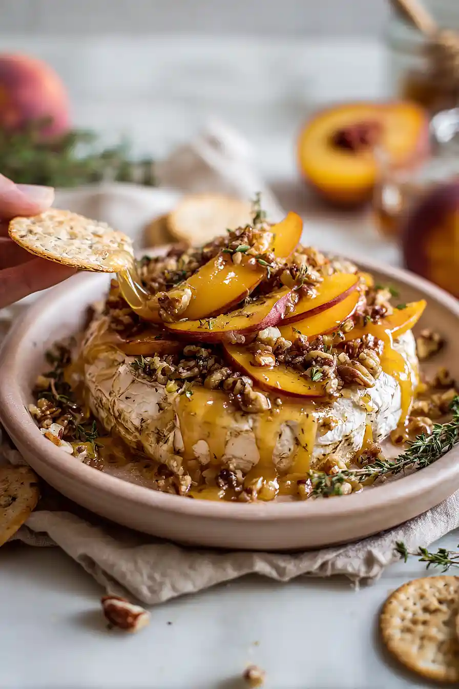 peach baked brie