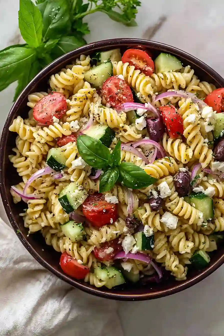 Greek Pasta Salad With Lemon Dressing