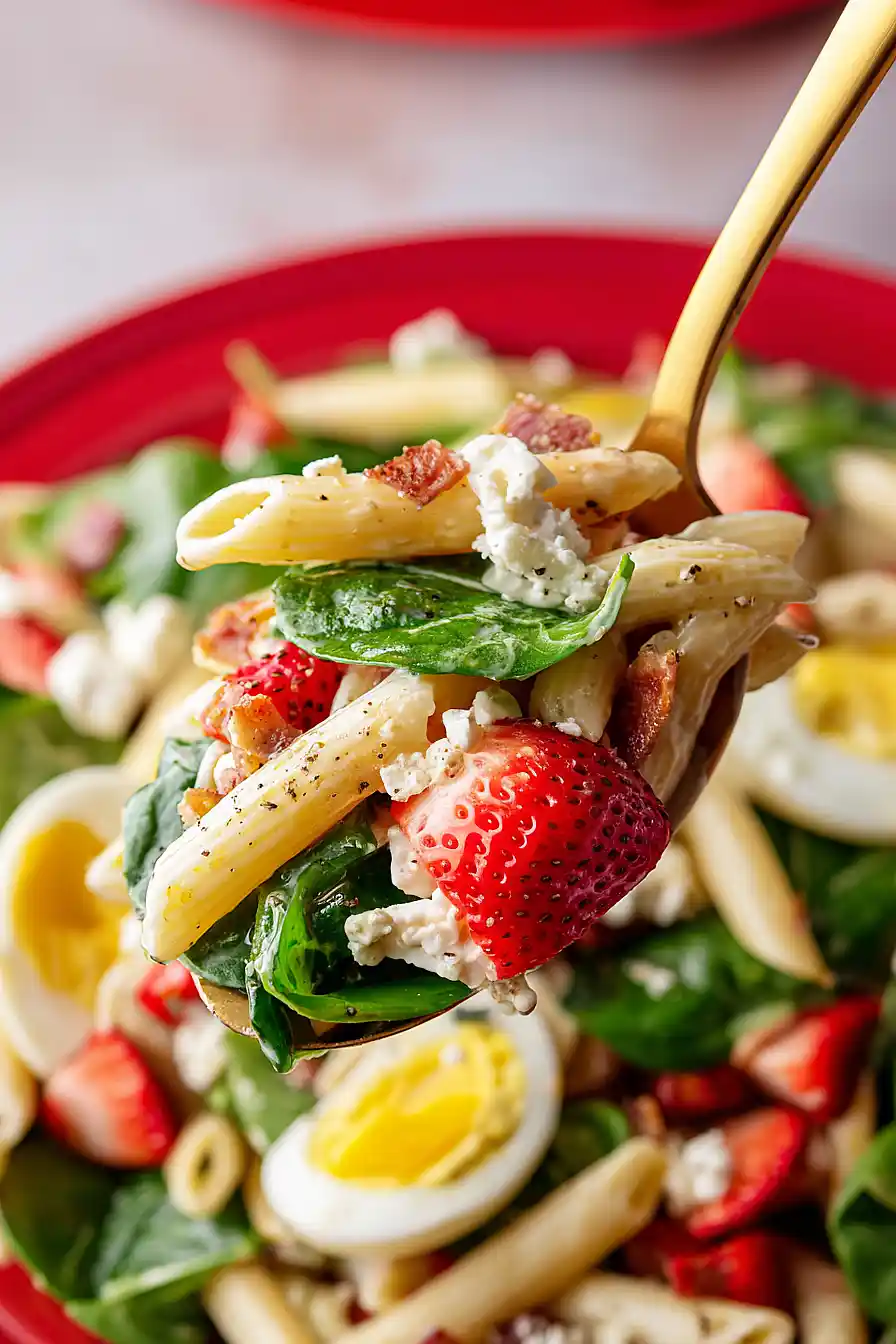 Strawberry Spinach Pasta Salad