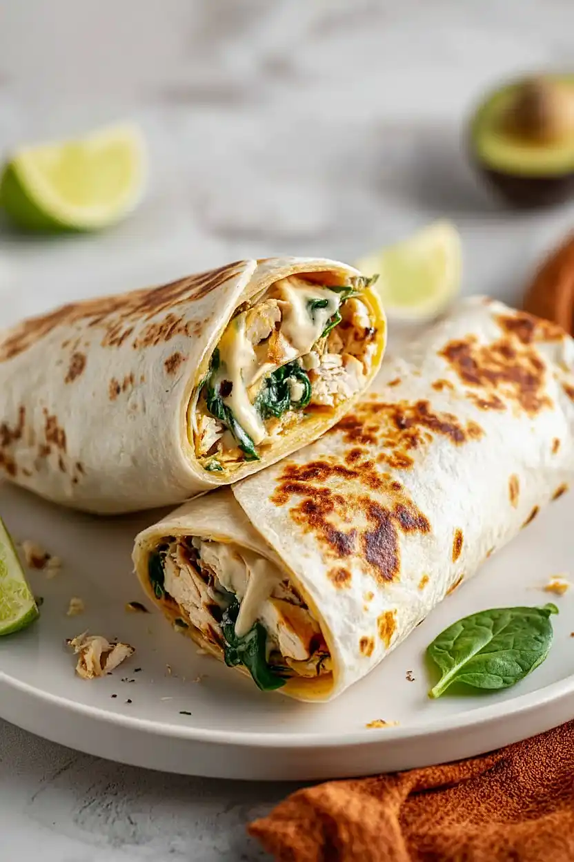 chicken and spinach burritos