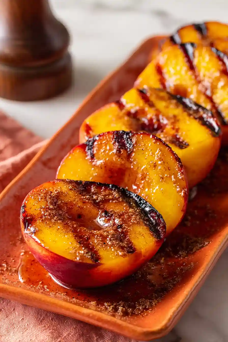 grilled peach with cinnamon