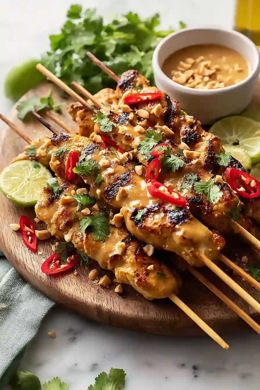 thai chicken satay with peanut sauce