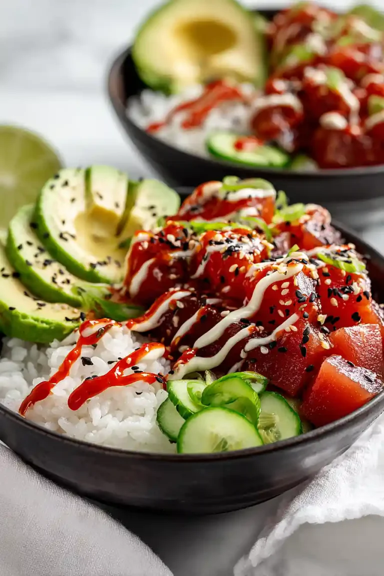spicy tuna poke bowls