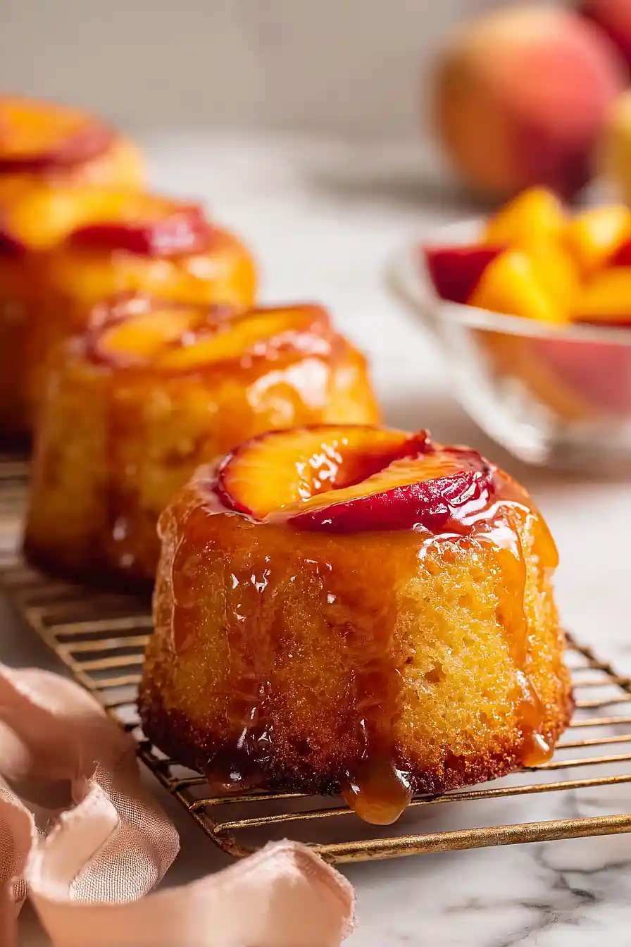 peach upside down mini cakes