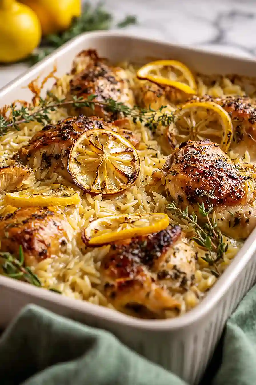 Lemon Chicken Orzo Bake