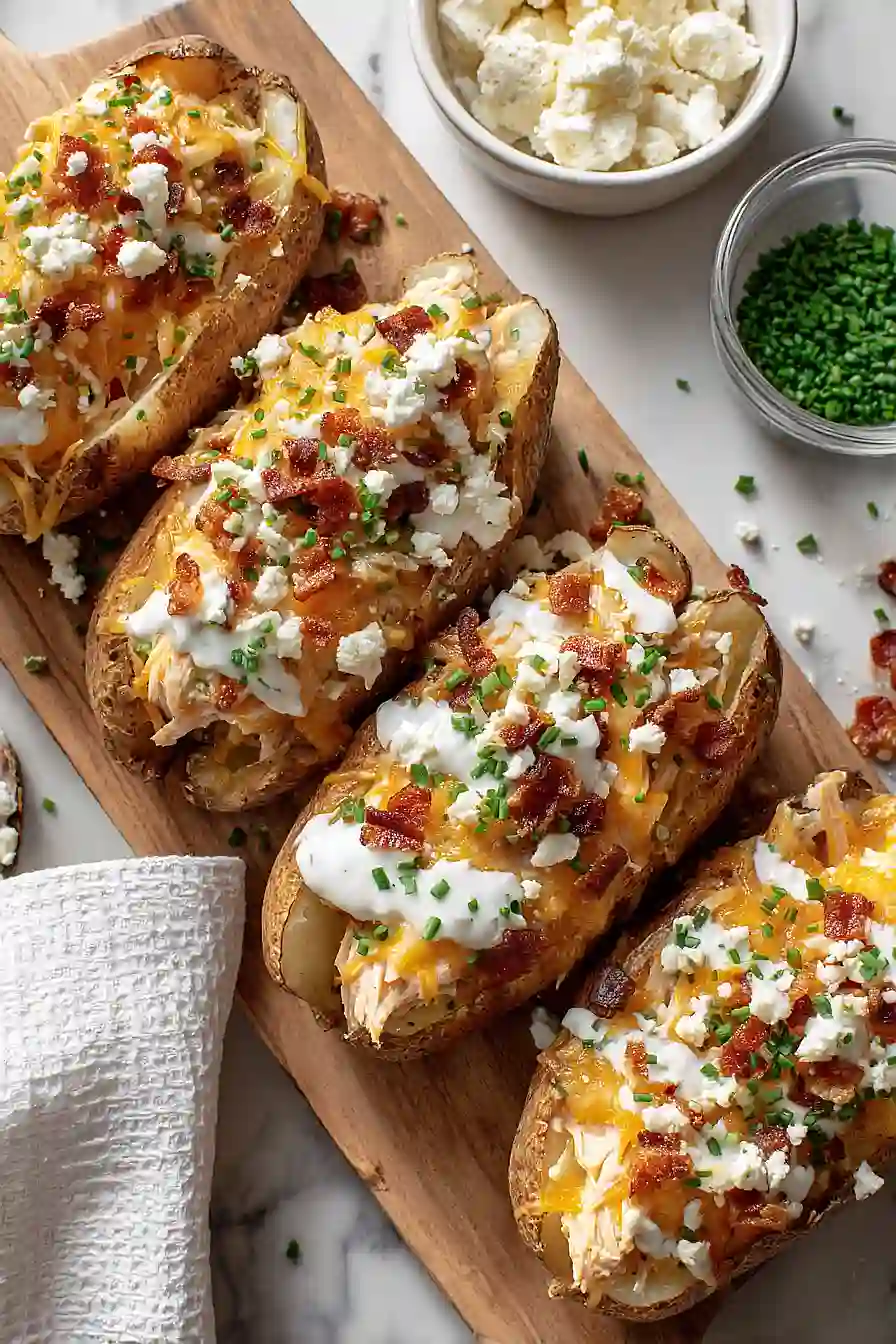 Crack Chicken Stuffed Baked Potatoes