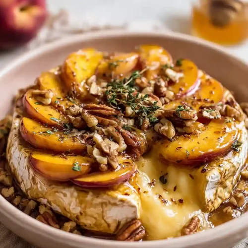 peach baked brie
