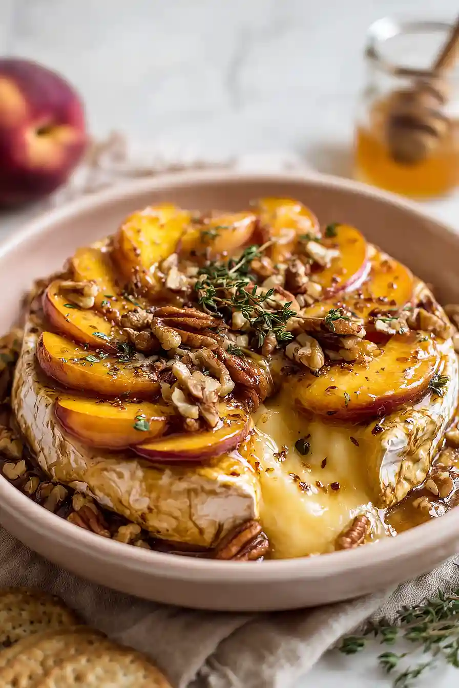 peach baked brie