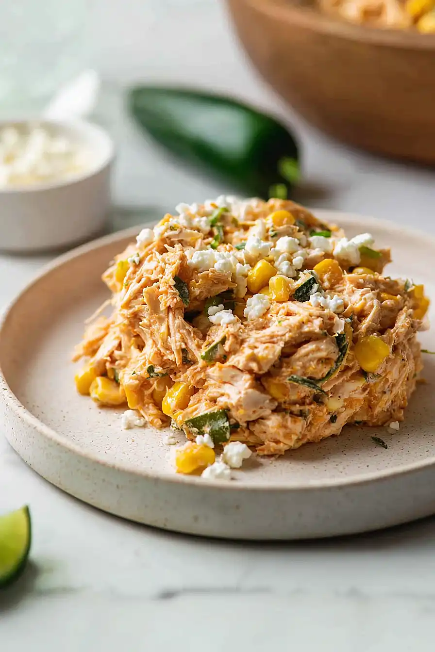 high protein mexican street corn chicken salad (no pasta)