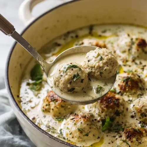 Greek Chicken Meatball Soup