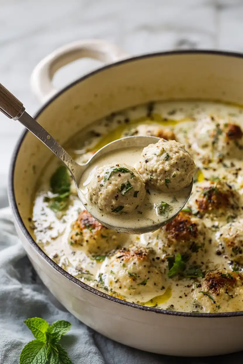 Greek Chicken Meatball Soup