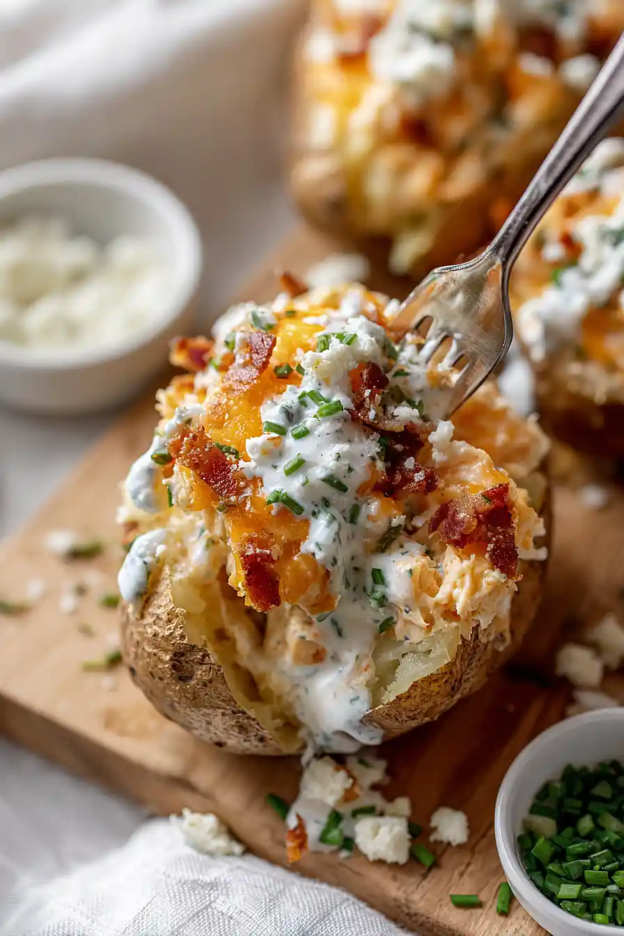 Crack Chicken Stuffed Baked Potatoes
