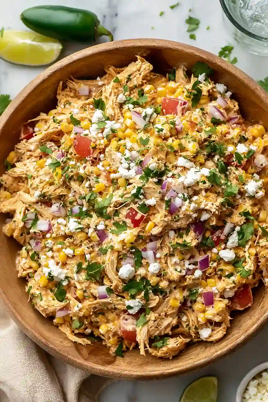 high protein mexican street corn chicken salad (no pasta)