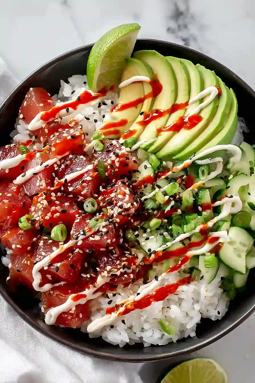 spicy tuna poke bowls