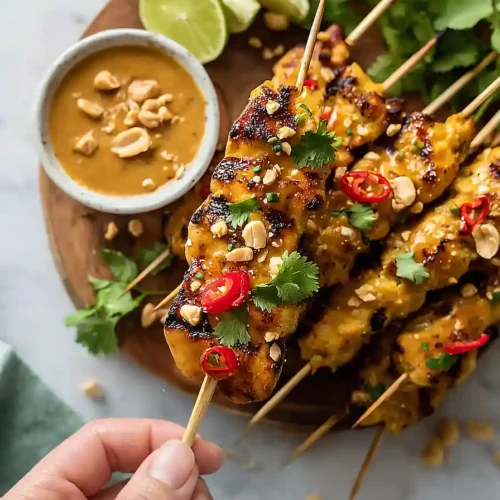 thai chicken satay with peanut sauce