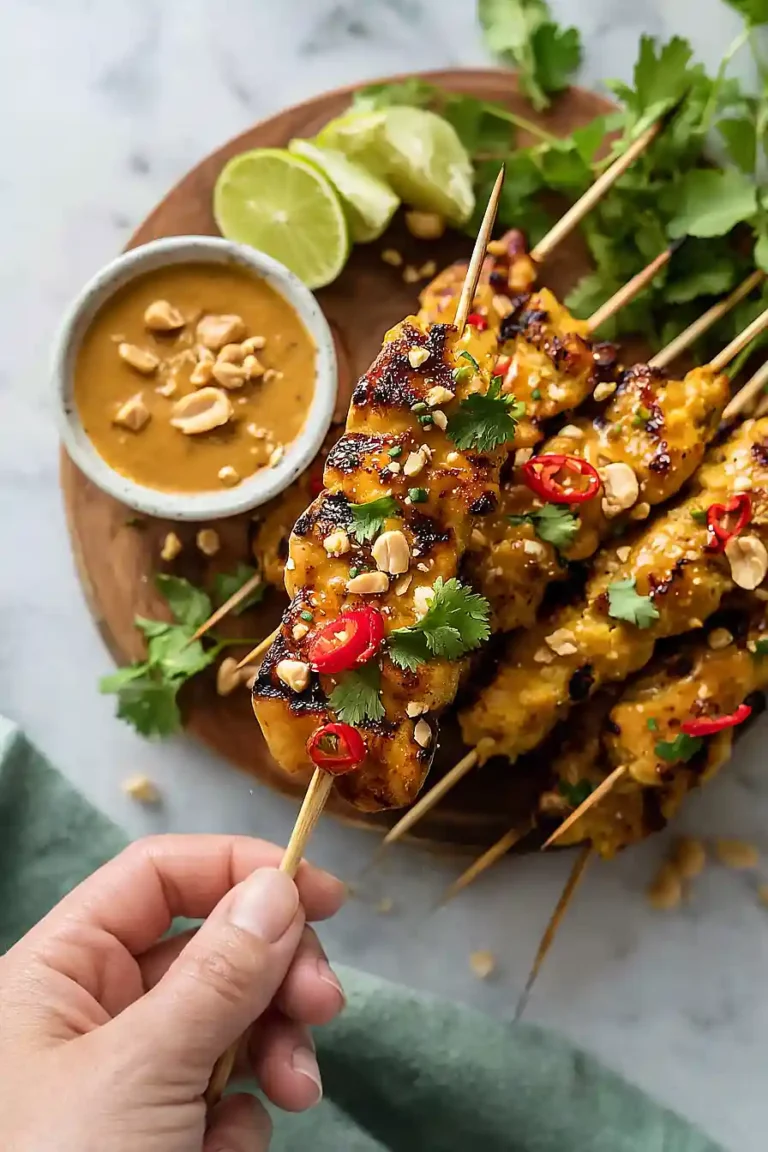 thai chicken satay with peanut sauce